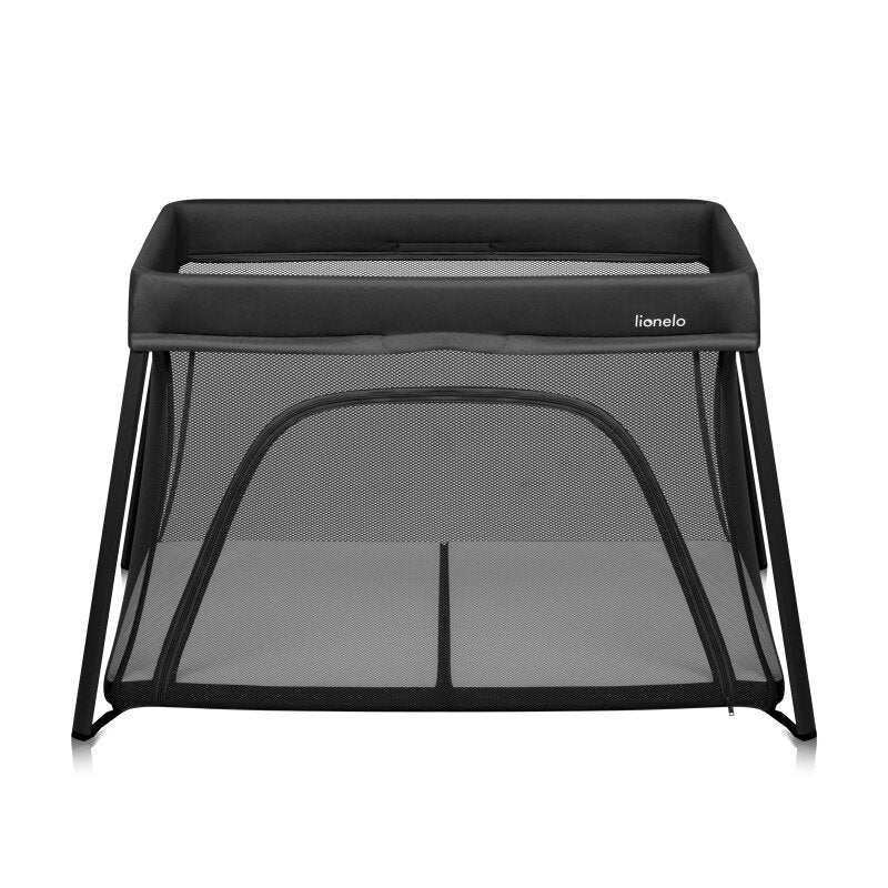 Patut multifunctional, Lionelo, Alice, 3 in 1, 2 trepte de inaltime pentru saltea, Pliabil, Material rezistent Oxford 300D, Cu iesire laterala, Geanta de transport, Pana 15 kg, 0 luni+, 104×70×74 cm, Negru - gogobaby.ro