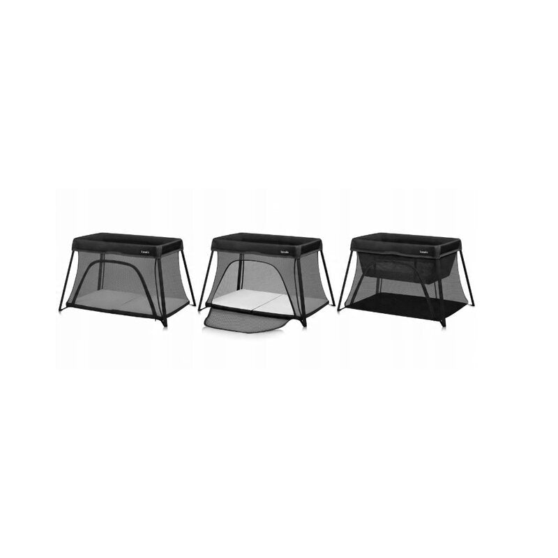 Patut multifunctional, Lionelo, Alice, 3 in 1, 2 trepte de inaltime pentru saltea, Pliabil, Material rezistent Oxford 300D, Cu iesire laterala, Geanta de transport, Pana 15 kg, 0 luni+, 104×70×74 cm, Negru - gogobaby.ro