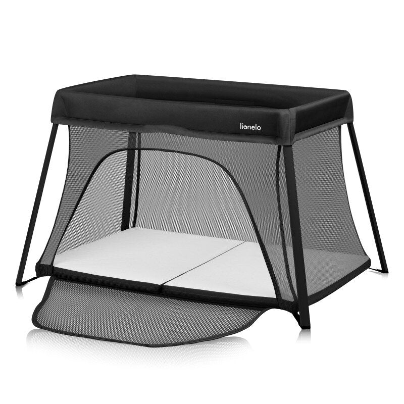Patut multifunctional, Lionelo, Alice, 3 in 1, 2 trepte de inaltime pentru saltea, Pliabil, Material rezistent Oxford 300D, Cu iesire laterala, Geanta de transport, Pana 15 kg, 0 luni+, 104×70×74 cm, Negru - gogobaby.ro