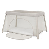 Patut multifunctional, Lionelo, Mila, 2 in 1, Saltea 4 cm cu spuma T25, 2 niveluri de inaltime, Pliere rapida, Intrare laterala, Geanta de transport inclusa, 0-36 luni, Pana la 15 kg, Bej