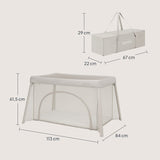 Patut multifunctional, Lionelo, Mila, 2 in 1, Saltea 4 cm cu spuma T25, 2 niveluri de inaltime, Pliere rapida, Intrare laterala, Geanta de transport inclusa, 0-36 luni, Pana la 15 kg, Bej