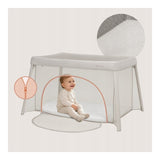 Patut multifunctional, Lionelo, Mila, 2 in 1, Saltea 4 cm cu spuma T25, 2 niveluri de inaltime, Pliere rapida, Intrare laterala, Geanta de transport inclusa, 0-36 luni, Pana la 15 kg, Bej