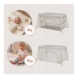 Patut multifunctional, Lionelo, Mila, 2 in 1, Saltea 4 cm cu spuma T25, 2 niveluri de inaltime, Pliere rapida, Intrare laterala, Geanta de transport inclusa, 0-36 luni, Pana la 15 kg, Bej