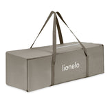 Patut multifunctional, Lionelo, Mila, 2 in 1, Saltea 4 cm cu spuma T25, 2 niveluri de inaltime, Pliere rapida, Intrare laterala, Geanta de transport inclusa, 0-36 luni, Pana la 15 kg, Bej Taupe