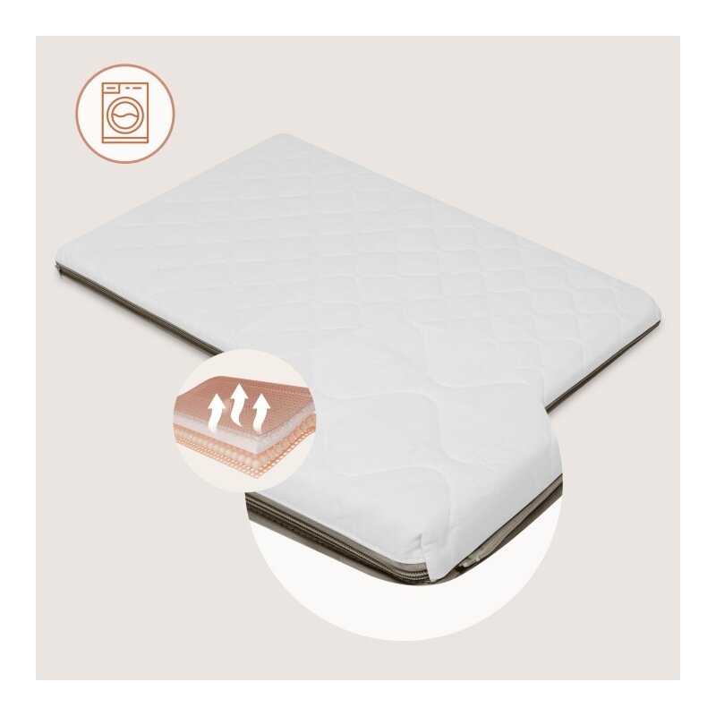 Patut multifunctional, Lionelo, Mila, 2 in 1, Saltea 4 cm cu spuma T25, 2 niveluri de inaltime, Pliere rapida, Intrare laterala, Geanta de transport inclusa, 0-36 luni, Pana la 15 kg, Bej Taupe
