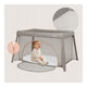 Patut multifunctional, Lionelo, Mila, 2 in 1, Saltea 4 cm cu spuma T25, 2 niveluri de inaltime, Pliere rapida, Intrare laterala, Geanta de transport inclusa, 0-36 luni, Pana la 15 kg, Bej Taupe