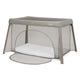 Patut multifunctional, Lionelo, Mila, 2 in 1, Saltea 4 cm cu spuma T25, 2 niveluri de inaltime, Pliere rapida, Intrare laterala, Geanta de transport inclusa, 0-36 luni, Pana la 15 kg, Bej Taupe