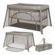 Patut multifunctional, Lionelo, Mila, 2 in 1, Saltea 4 cm cu spuma T25, 2 niveluri de inaltime, Pliere rapida, Intrare laterala, Geanta de transport inclusa, 0-36 luni, Pana la 15 kg, Bej Taupe