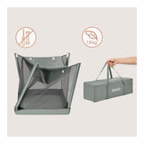 Patut multifunctional, Lionelo, Mila, 2 in 1, Saltea 4 cm cu spuma T25, 2 niveluri de inaltime, Pliere rapida, Intrare laterala, Geanta de transport inclusa, 0-36 luni, Pana la 15 kg, Verde