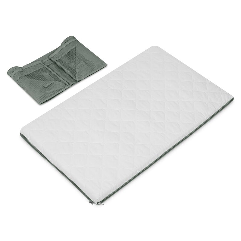 Patut multifunctional, Lionelo, Mila, 2 in 1, Saltea 4 cm cu spuma T25, 2 niveluri de inaltime, Pliere rapida, Intrare laterala, Geanta de transport inclusa, 0-36 luni, Pana la 15 kg, Verde