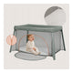 Patut multifunctional, Lionelo, Mila, 2 in 1, Saltea 4 cm cu spuma T25, 2 niveluri de inaltime, Pliere rapida, Intrare laterala, Geanta de transport inclusa, 0-36 luni, Pana la 15 kg, Verde