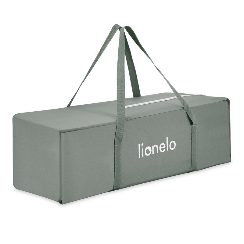 Patut multifunctional, Lionelo, Mila, 2 in 1, Saltea 4 cm cu spuma T25, 2 niveluri de inaltime, Pliere rapida, Intrare laterala, Geanta de transport inclusa, 0-36 luni, Pana la 15 kg, Verde