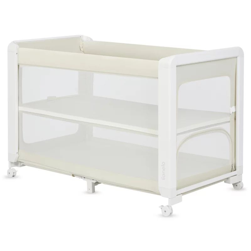 Patut multifunctional, Lionelo, Patty, 5 in 1, 0- 36 luni, Co-sleeper, Tarc de joaca, Patut de calatorie, Laterala rabatabila, 2 trepte reglare saltea, Roti, Husa transport inclusa, Bej