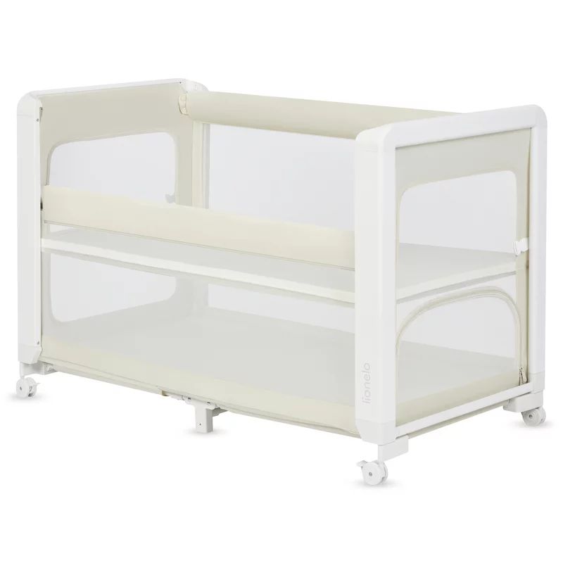 Patut multifunctional, Lionelo, Patty, 5 in 1, 0- 36 luni, Co-sleeper, Tarc de joaca, Patut de calatorie, Laterala rabatabila, 2 trepte reglare saltea, Roti, Husa transport inclusa, Bej