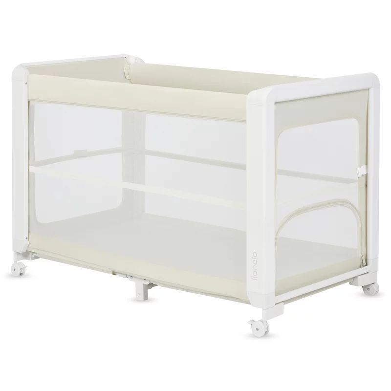 Patut multifunctional, Lionelo, Patty, 5 in 1, 0- 36 luni, Co-sleeper, Tarc de joaca, Patut de calatorie, Laterala rabatabila, 2 trepte reglare saltea, Roti, Husa transport inclusa, Bej