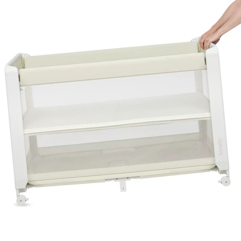 Patut multifunctional, Lionelo, Patty, 5 in 1, 0- 36 luni, Co-sleeper, Tarc de joaca, Patut de calatorie, Laterala rabatabila, 2 trepte reglare saltea, Roti, Husa transport inclusa, Bej