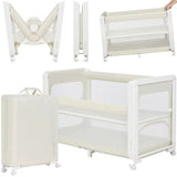 Patut multifunctional, Lionelo, Patty, 5 in 1, 0- 36 luni, Co-sleeper, Tarc de joaca, Patut de calatorie, Laterala rabatabila, 2 trepte reglare saltea, Roti, Husa transport inclusa, Bej