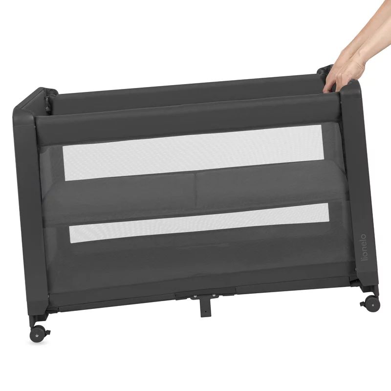 Patut multifunctional, Lionelo, Patty, 5 in 1, 0- 36 luni, Co-sleeper, Tarc de joaca, Patut de calatorie, Laterala rabatabila, 2 trepte reglare saltea, Roti, Husa transport inclusa, Gri
