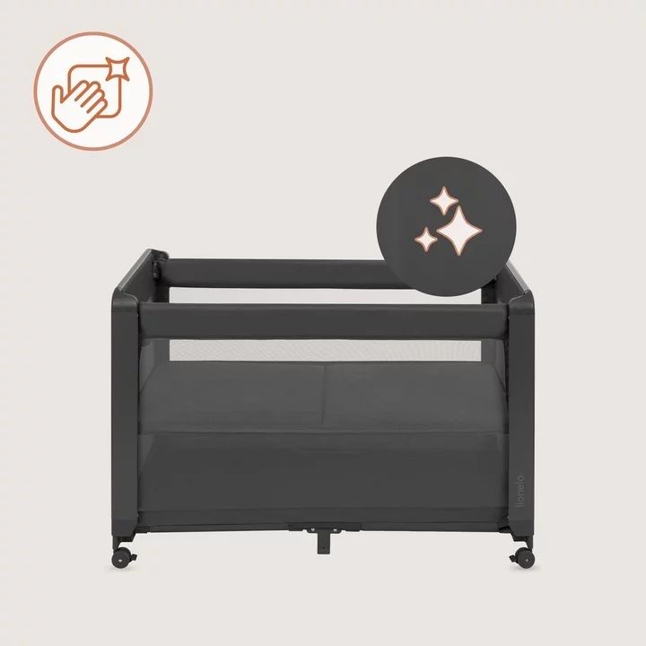 Patut multifunctional, Lionelo, Patty, 5 in 1, 0- 36 luni, Co-sleeper, Tarc de joaca, Patut de calatorie, Laterala rabatabila, 2 trepte reglare saltea, Roti, Husa transport inclusa, Gri