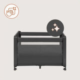 Patut multifunctional, Lionelo, Patty, 5 in 1, 0- 36 luni, Co-sleeper, Tarc de joaca, Patut de calatorie, Laterala rabatabila, 2 trepte reglare saltea, Roti, Husa transport inclusa, Gri