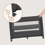 Patut multifunctional, Lionelo, Patty, 5 in 1, 0- 36 luni, Co-sleeper, Tarc de joaca, Patut de calatorie, Laterala rabatabila, 2 trepte reglare saltea, Roti, Husa transport inclusa, Gri
