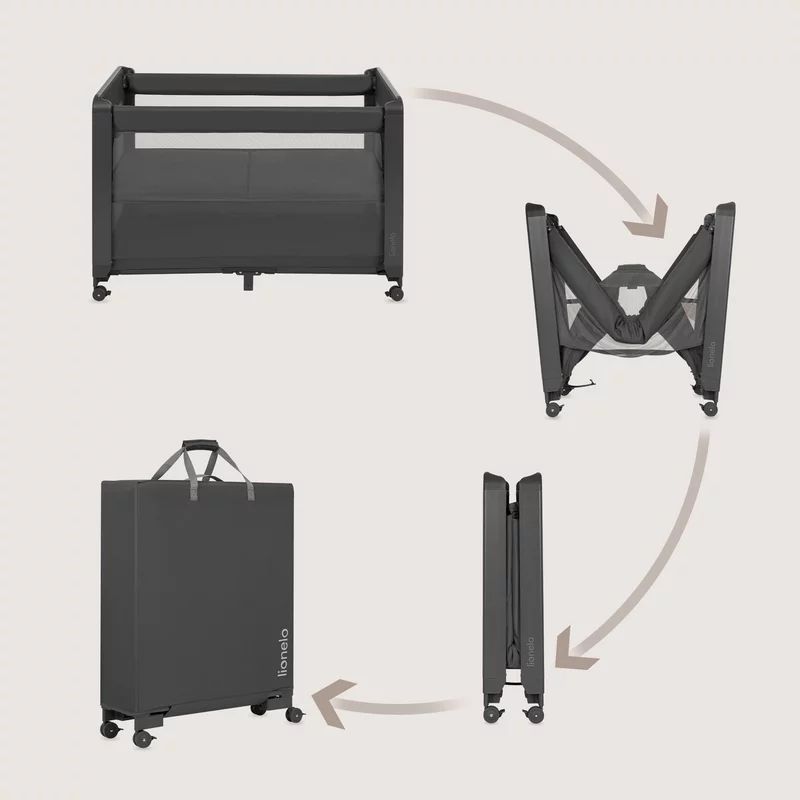 Patut multifunctional, Lionelo, Patty, 5 in 1, 0- 36 luni, Co-sleeper, Tarc de joaca, Patut de calatorie, Laterala rabatabila, 2 trepte reglare saltea, Roti, Husa transport inclusa, Gri