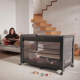 Patut multifunctional, Lionelo, Patty, 5 in 1, 0- 36 luni, Co-sleeper, Tarc de joaca, Patut de calatorie, Laterala rabatabila, 2 trepte reglare saltea, Roti, Husa transport inclusa, Gri