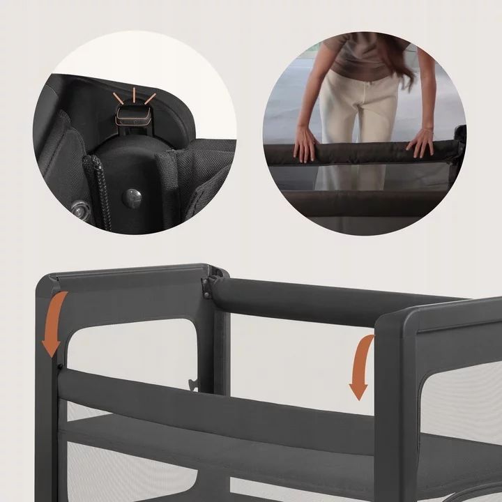 Patut multifunctional, Lionelo, Patty, 5 in 1, 0- 36 luni, Co-sleeper, Tarc de joaca, Patut de calatorie, Laterala rabatabila, 2 trepte reglare saltea, Roti, Husa transport inclusa, Gri
