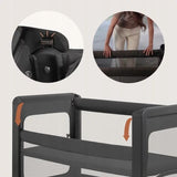 Patut multifunctional, Lionelo, Patty, 5 in 1, 0- 36 luni, Co-sleeper, Tarc de joaca, Patut de calatorie, Laterala rabatabila, 2 trepte reglare saltea, Roti, Husa transport inclusa, Gri