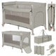 Patut pliant multifunctional, Lionelo, Ellen, Cu laterala culisanta, Nivel suplimentar, Intrare laterala cu fermoar, 2 roti, Saltea pliabila si geanta de transport incluse, 0- 36 luni, Pana la 15 kg, 120x60 cm, Conform cu EN 716, Bej
