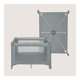 Patut pliant, Lionelo, Amelie, Cu intrare laterala, 100.5×70.5 cm, Include salteluta, roti, geanta pentru transport, Constructie usoara- 7 kg, Cadru stabil din otel, Gri