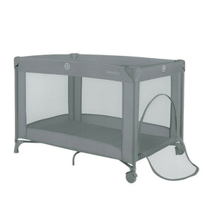 Patut pliant, Lionelo, Amelie, Cu intrare laterala, 100.5×70.5 cm, Include salteluta, roti, geanta pentru transport, Constructie usoara- 7 kg, Cadru stabil din otel, Gri