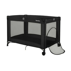 Patut pliant, Lionelo, Amelie, Cu intrare laterala, 100.5×70.5 cm, Include salteluta, roti, geanta pentru transport, Constructie usoara- 7 kg, Cadru stabil din otel, Negru