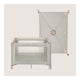 Patut pliant, Lionelo, Amelie, Cu intrare laterala, 100.5×70.5 cm, Include salteluta, roti, geanta pentru transport, Constructie usoara- 7 kg, Cadru stabil din otel, Bej