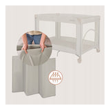 Patut pliant, Lionelo, Amelie, Cu intrare laterala, 100.5×70.5 cm, Include salteluta, roti, geanta pentru transport, Constructie usoara- 7 kg, Cadru stabil din otel, Bej