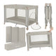 Patut pliant, Lionelo, Amelie, Cu intrare laterala, 100.5×70.5 cm, Include salteluta, roti, geanta pentru transport, Constructie usoara- 7 kg, Cadru stabil din otel, Bej