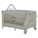 Patut pliant, Lionelo, Flower, Cu doua nivele, Cu arcada, Geanta transport, Masuta de infasat, Bara cu jucarii, Fereastra laterala, 120x60 cm, Conform cu standardele europeane de securitate EN 716 si EN12221, Cappuccino