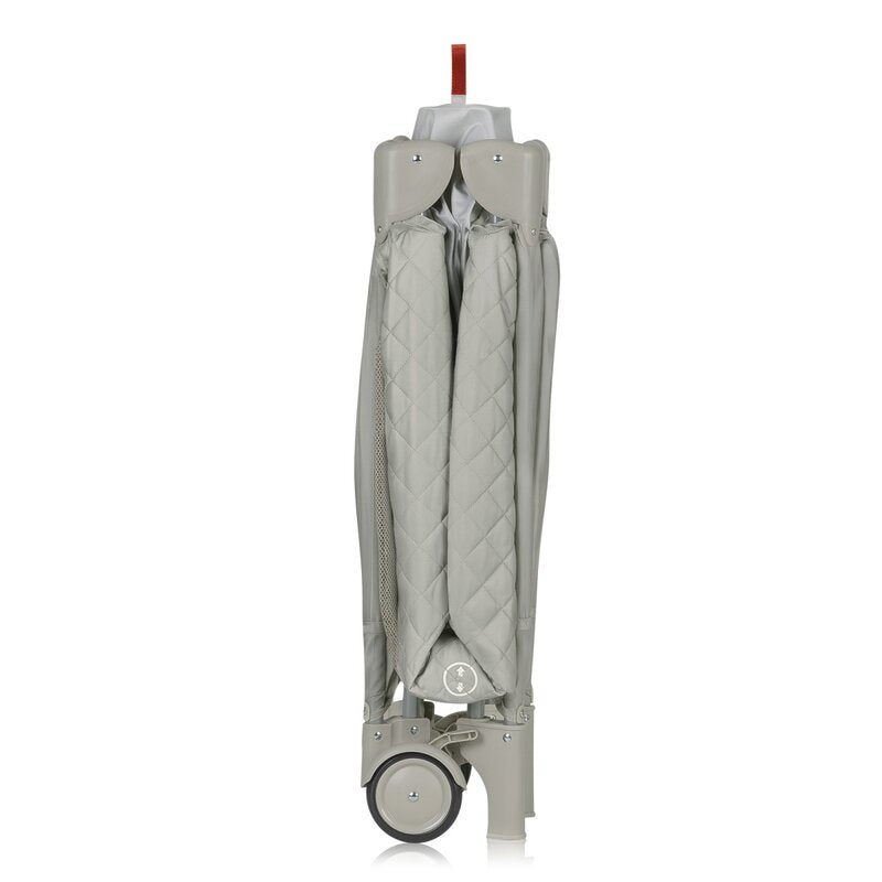 Patut pliant, Lionelo, Flower, Cu doua nivele, Cu arcada, Geanta transport, Masuta de infasat, Bara cu jucarii, Fereastra laterala, 120x60 cm, Conform cu standardele europeane de securitate EN 716 si EN12221, Cappuccino