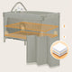 Patut pliant, Lionelo, Flower, Cu doua nivele, Cu arcada, Geanta transport, Masuta de infasat, Bara cu jucarii, Fereastra laterala, 120x60 cm, Conform cu standardele europeane de securitate EN 716 si EN12221, Cappuccino