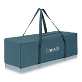 Patut pliant, Lionelo, Flower, Cu doua nivele, Cu arcada, Geanta transport, Masuta de infasat, Bara cu jucarii, Fereastra laterala, 120x60 cm, Conform cu standardele europeane de securitate EN 716 si EN12221, Verde