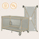 Patut pliant, Lionelo, Flower, Cu doua nivele, Cu arcada, Geanta transport, Masuta de infasat, Bara cu jucarii, Fereastra laterala, 120x60 cm, Conform cu standardele europeane de securitate EN 716 si EN12221, Cappuccino
