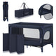 Patut pliant, Lionelo, Jasmin Easy Fold, Pana la 15 kg, Usor de pliat, Cu doua nivele, Cu saltea ergonomica T25, Cu intrare laterala cu fermoar, 2 roti cu frana, 123 x 67 cm, Conform cu EN 716, 0-36 luni, Albastru
