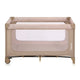 Patut pliant, Lionelo, Jasmin Easy Fold, Pana la 15 kg, Usor de pliat, Cu doua nivele, Cu saltea ergonomica T25, Cu intrare laterala cu fermoar, 2 roti cu frana, 123 x 67 cm, Conform cu EN 716, 0-36 luni, Bej