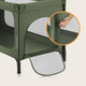 Patut pliant, Lionelo, Jasmin Easy Fold, Pana la 15 kg, Usor de pliat, Cu doua nivele, Cu saltea ergonomica T25, Cu intrare laterala cu fermoar, 2 roti cu frana, 123 x 67 cm, Conform cu EN 716, 0-36 luni, Verde