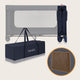 Patut pliant, Lionelo, Jasmin Easy Fold, Pana la 15 kg, Usor de pliat, Cu doua nivele, Cu saltea ergonomica T25, Cu intrare laterala cu fermoar, 2 roti cu frana, 123 x 67 cm, Conform cu EN 716, 0-36 luni, Albastru
