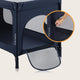 Patut pliant, Lionelo, Jasmin Easy Fold, Pana la 15 kg, Usor de pliat, Cu doua nivele, Cu saltea ergonomica T25, Cu intrare laterala cu fermoar, 2 roti cu frana, 123 x 67 cm, Conform cu EN 716, 0-36 luni, Albastru