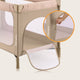 Patut pliant, Lionelo, Jasmin Easy Fold, Pana la 15 kg, Usor de pliat, Cu doua nivele, Cu saltea ergonomica T25, Cu intrare laterala cu fermoar, 2 roti cu frana, 123 x 67 cm, Conform cu EN 716, 0-36 luni, Bej