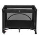 Patut pliant, Lionelo, Laura, 102 x 74 cm, Cu doua nivele, Functie de tarc, Cu roti, Include salteluta si geanta de transport, Pereti din plasa, Deschidere laterala, Pana la 15 kg, 0 luni +, Negru