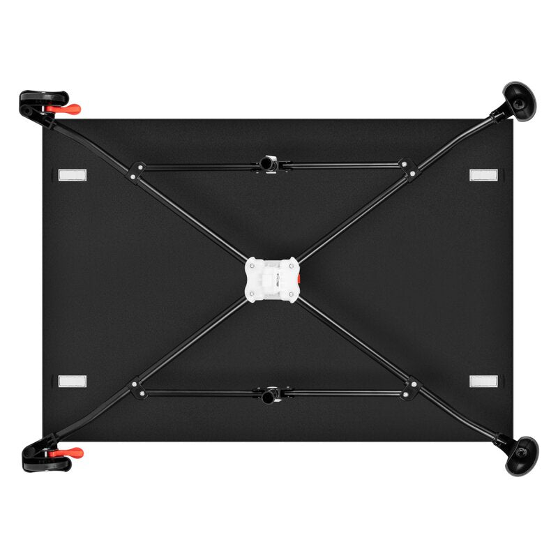 Patut pliant, Lionelo, Laura, 102 x 74 cm, Cu doua nivele, Functie de tarc, Cu roti, Include salteluta si geanta de transport, Pereti din plasa, Deschidere laterala, Pana la 15 kg, 0 luni +, Negru