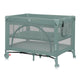 Patut pliant, Lionelo, Laura, 102 x 74 cm, Cu doua nivele, Functie de tarc, Cu roti, Include salteluta si geanta de transport, Pereti din plasa, Deschidere laterala, Pana la 15 kg, 0 luni +, Verde
